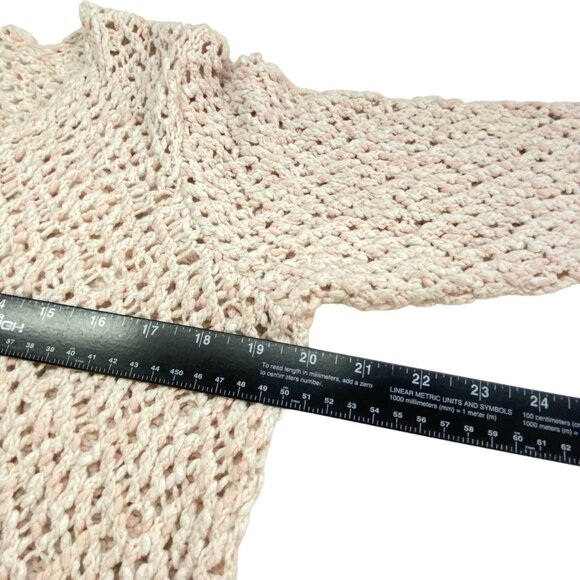 J JILL Women Crochet Pullover Sweater 3/4 Sleeve V Neck Sz L Light Pink Casual - Picture 7 of 13